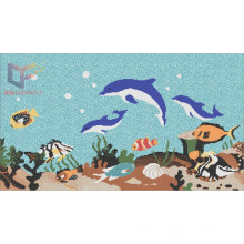 Fish and Flower Art Mosaic Pattern Glass Swimming Pool Mosaic Tile